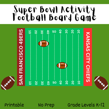 Preview of Printable Football Field "Game" -All Grades - Customizable for Different Teams