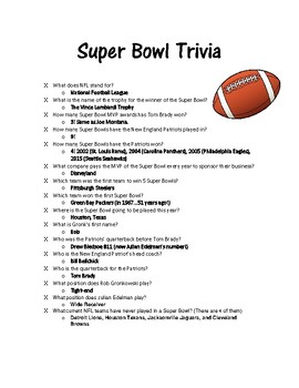 super bowl trivia and answers