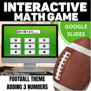 Preview of Superbowl Interactive Digital Math Game | Football Addition Back to School