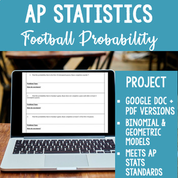 Preview of AP Statistics Football Binomial + Geometric Probability Project Digital + PDF