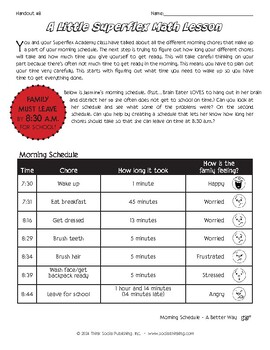 Preview of Superflex Executive Functioning [Handout 8]: Superflex Math: Time prediction