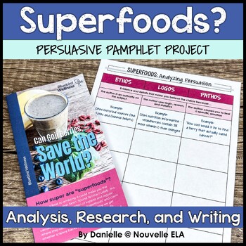 Preview of Superfoods Persuasive Pamphlet - Ethos Logos Pathos Analysis + Research Writing