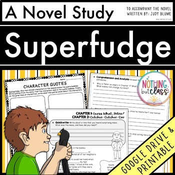 Preview of Superfudge Novel Study Unit | Comprehension Questions with Activities and Tests