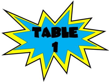 Preview of Superhero Action Table Numbers