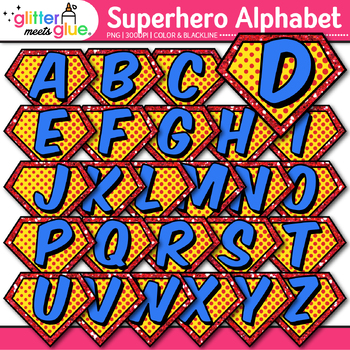 superhero alphabet clipart letter recognition graphics glitter meets glue