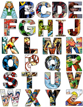 Superhero Alphabet Letters Comics Superhero alphabet Lettering