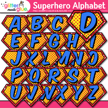 Preview of Superhero Alphabet Letter Clipart Images: Comic Clip Art, PNG Commercial Use