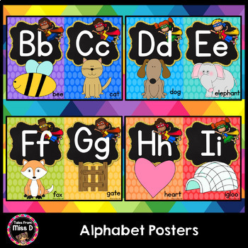 Superhero Alphabet Posters by Tales From Miss D | TPT