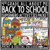 Superhero Back to School Activities 4th Grade All About Me