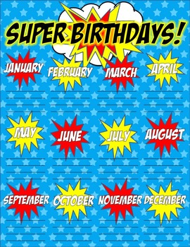 superhero birthday charts more by the wandaful classroom tpt