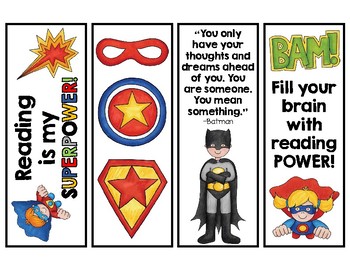 superhero bookmarks by oak roots and arrows teachers pay teachers