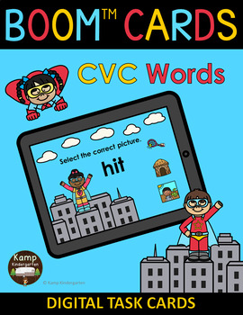 Preview of Superhero CVC Words and Pictures BOOM Cards™