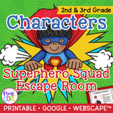 Superhero Characters in a Story Reading Escape Room Websca