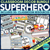 Superhero Classroom Decor Bundle Printables Editable Superhero Theme Decorations