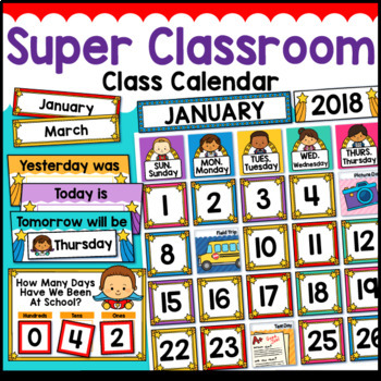 Superhero Classroom Decor Calendar by LittleRed | TPT