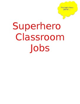 Preview of Superhero Classroom Job