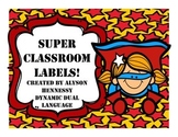 Superhero Classroom Labels (English and Spanish)