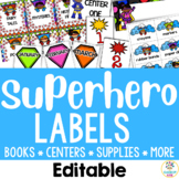 Superhero Classroom Organization- Editable Supply Labels &