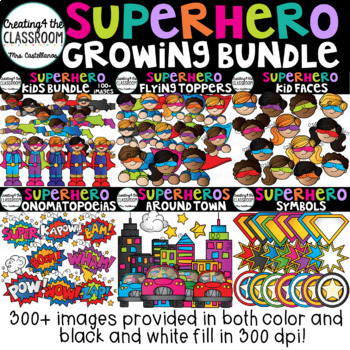 Preview of Superhero Clip Art Growing Bundle {Superhero Clip Art}