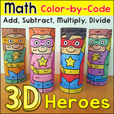 Superhero Color by Number, Addition & Subtraction - End of