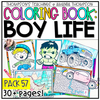 Preview of Coloring Pages | Coloring Sheets | Cars, Boy, Sports, Dinosaurs, Superhero Book