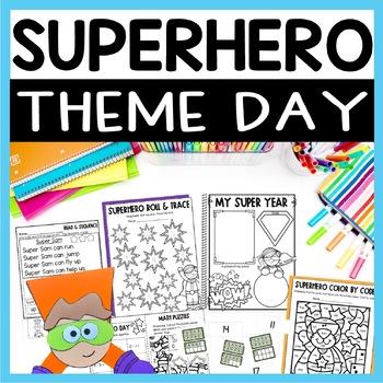 Preview of Superhero Day Activities with Craft and Writing - Theme Days for K or 1