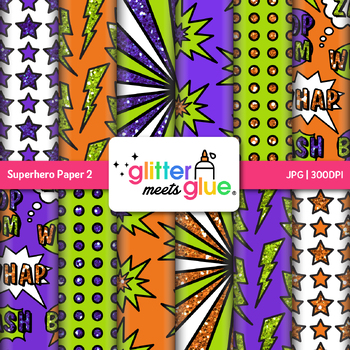 Superhero Digital Scrapbook Paper Backgrounds 2 {Glitter Meets Glue}