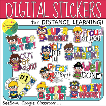 Preview of Superhero Digital Stickers for Google Classroom Seesaw | Distance Learning