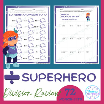 Preview of Superhero Division Review Worksheets