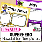 Superhero Editable Weekly Classroom Newsletter Templates