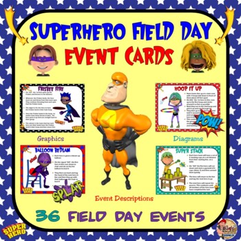 Preview of Superhero Field Day- 36 Superhero-Themed Field Day Event Cards