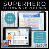 Superhero Following Directions BOOM CARDS™ Basic, Ordinal,