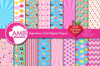 Preview of Superhero Girls PAPERS in Pinks  AMB-2744