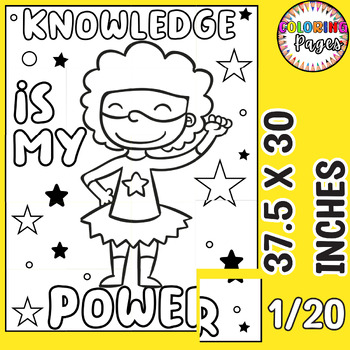 Preview of Superhero Growth Mindset Collaborative Poster Coloring Activity Bulletin Board