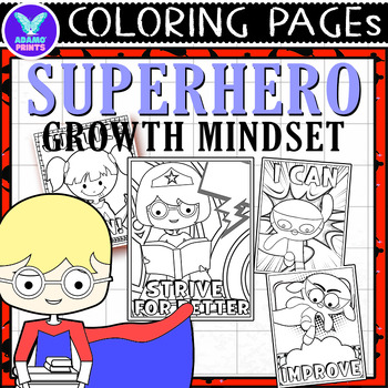 Preview of Superhero Growth Mindset Coloring Pages & Writing Paper Activities No PREP
