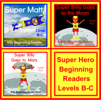 Preview of Superhero Guided Reading Level B to C Beginning Reader Books & Writing Prompts