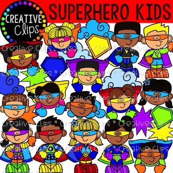 Preview of Superhero Kids Clipart {Superhero Clipart}