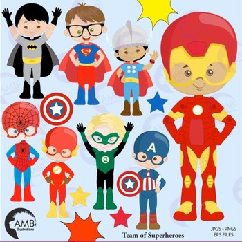 Preview of Superhero Kids Clipart, AMB-2325
