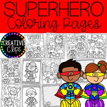 Preview of Superhero Kids Coloring Pages (+writing papers) {Superhero Coloring Pages}