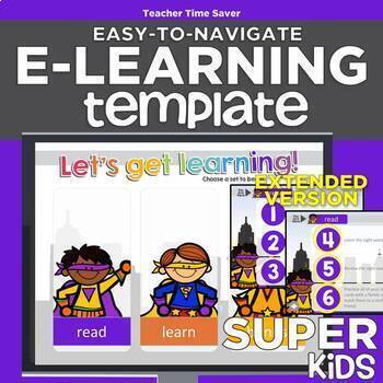 Preview of Superhero Kids EXTENDED Easy-to-Navigate eLearning Template