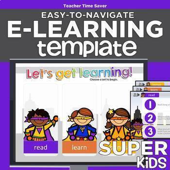 Preview of Superhero Kids Easy-to-Navigate eLearning Template
