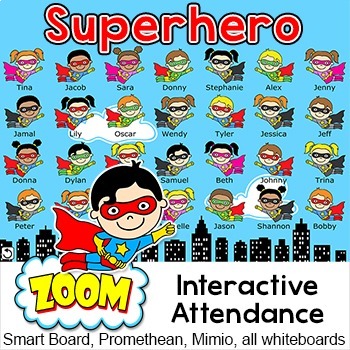 Preview of Superhero Theme Attendance Classroom Management Tool - Interactive Whiteboards