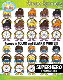 Superhero Kids Spinner Shapes Clipart {Zip-A-Dee-Doo-Dah Designs}