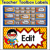 Superhero Theme Teacher Toolbox Labels - Editable Classroom Decor