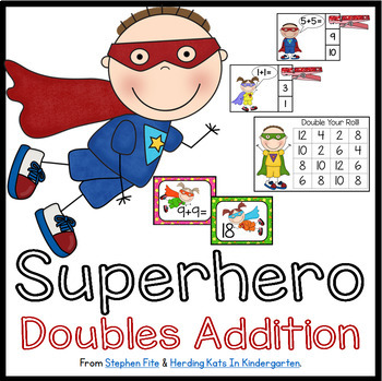 Preview of Superhero Math Activities for Doubles Facts, Adding Doubles Activities