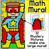 Superhero Math Mystery Pictures Mural - Whole Class Color by Number Activity