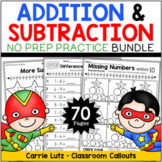 Superhero Math Bundle: No Prep Addition & Subtraction Prac