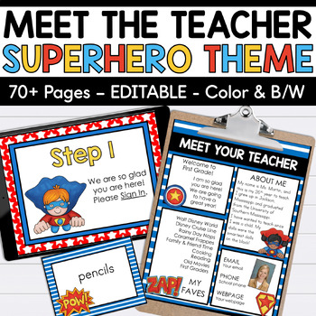 Preview of Superhero Meet the Teacher Template EDITABLE - Open House - Teacher Letter