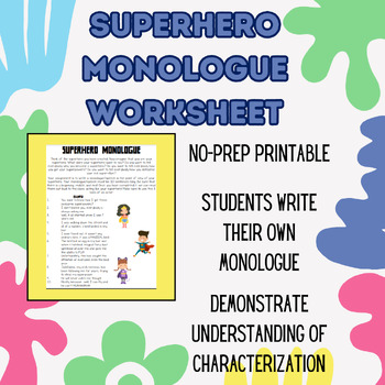 Preview of Superhero Monologue Worksheet