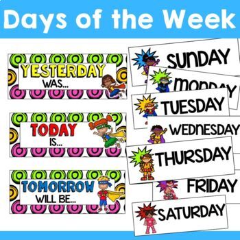 Superhero Monthly Calendar Set (+ special days) & Days of the Week Display